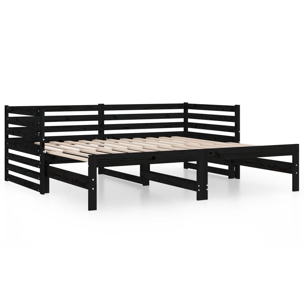 Pull-out Day Bed without Mattress Black 2x(90x190)cm