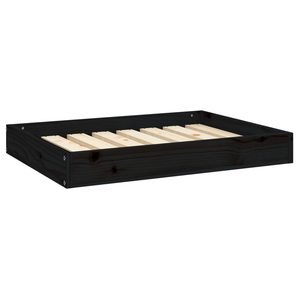 Dog Bed Black 71.5x54x9 cm Solid Wood Pine
