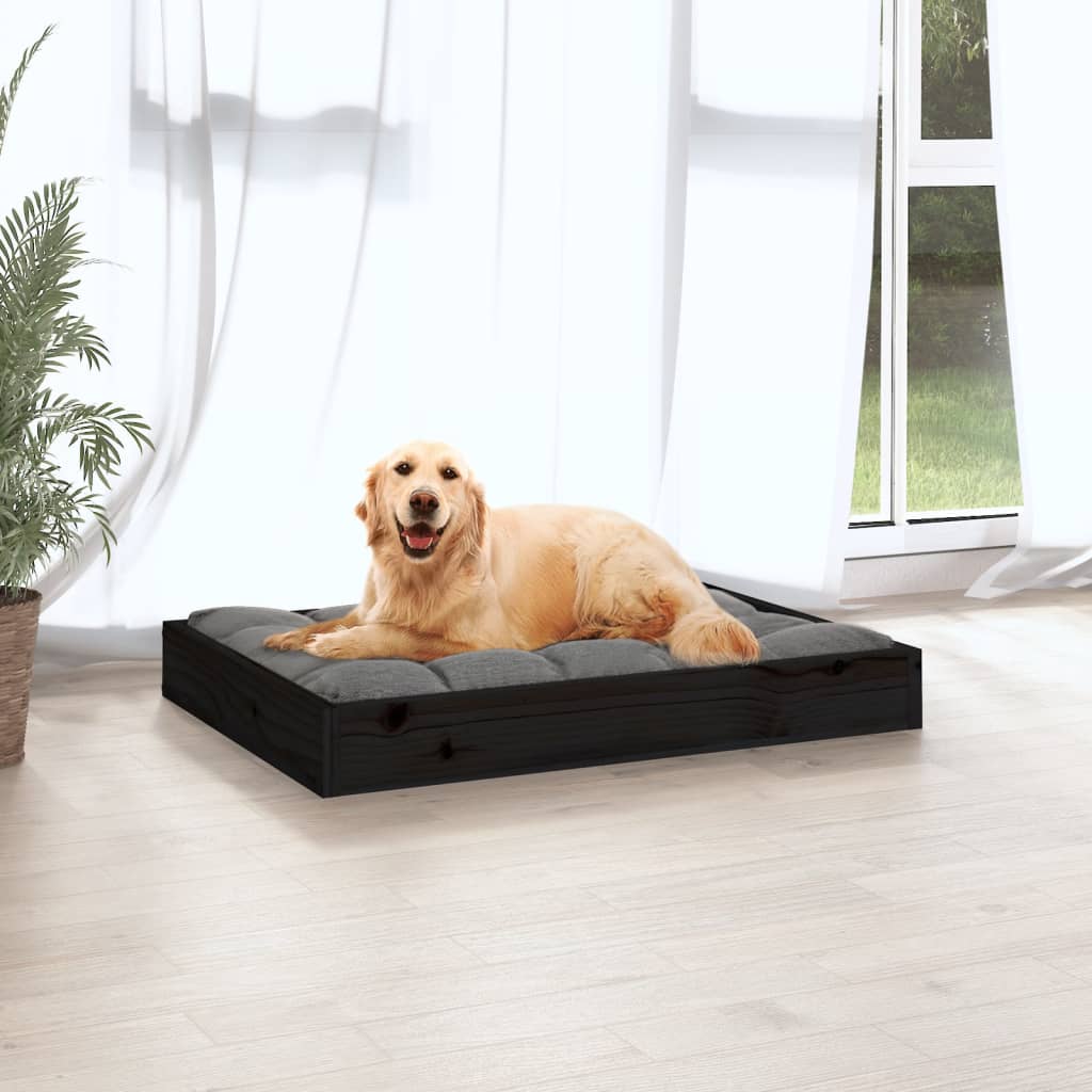 Dog Bed Black 71.5x54x9 cm Solid Wood Pine
