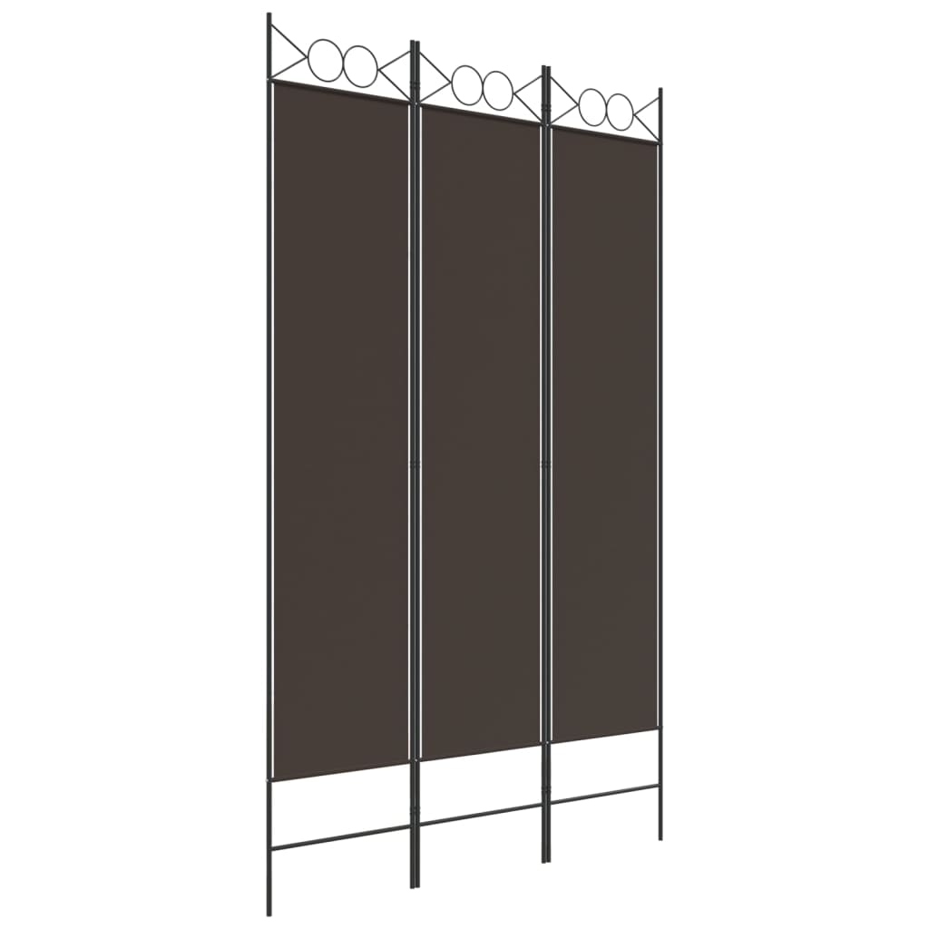 3-Panel Room Divider Brown 120x200 cm Fabric