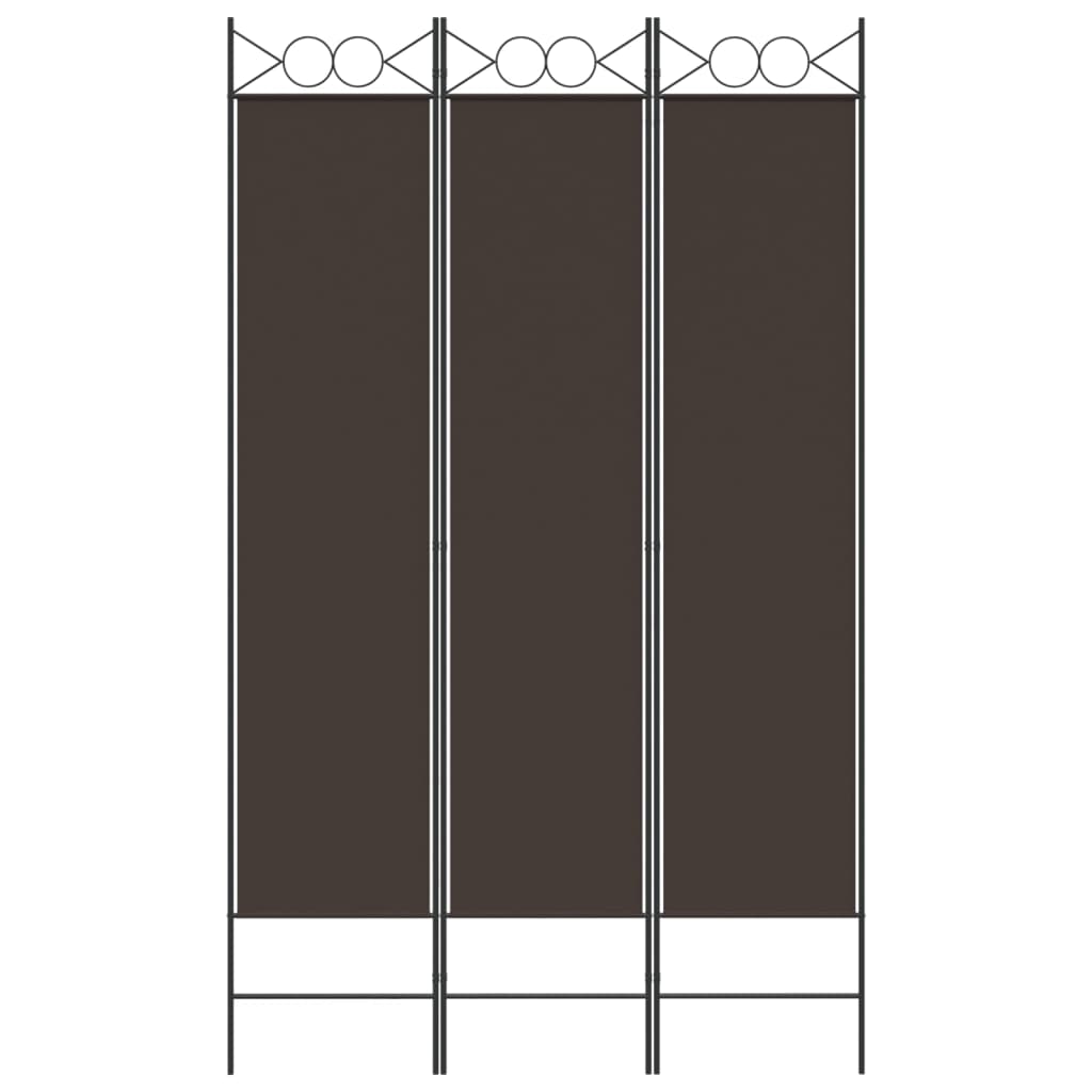 3-Panel Room Divider Brown 120x200 cm Fabric