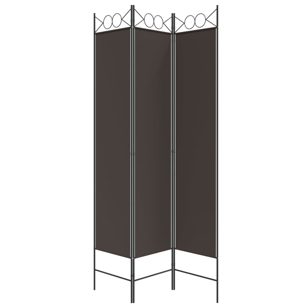 3-Panel Room Divider Brown 120x200 cm Fabric