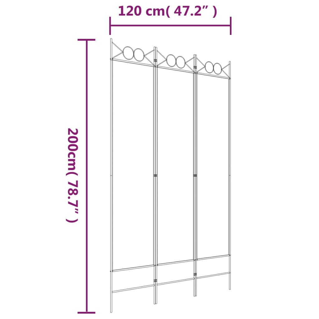 3-Panel Room Divider Brown 120x200 cm Fabric