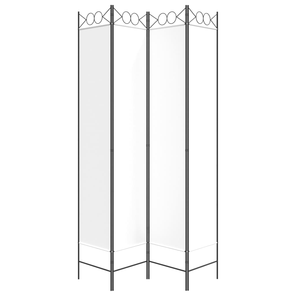 4-Panel Room Divider White 160x220 cm Fabric