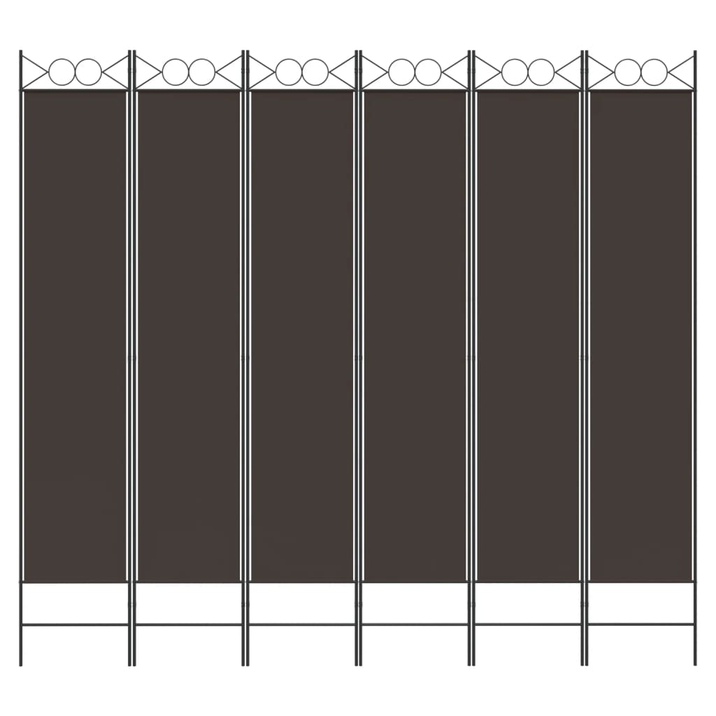6-Panel Room Divider Brown 240x220 cm Fabric