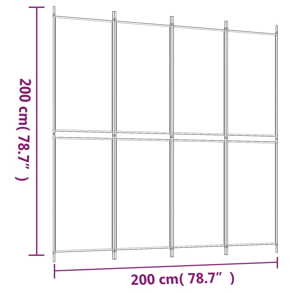 4-Panel Room Divider Brown 200x200 cm Fabric