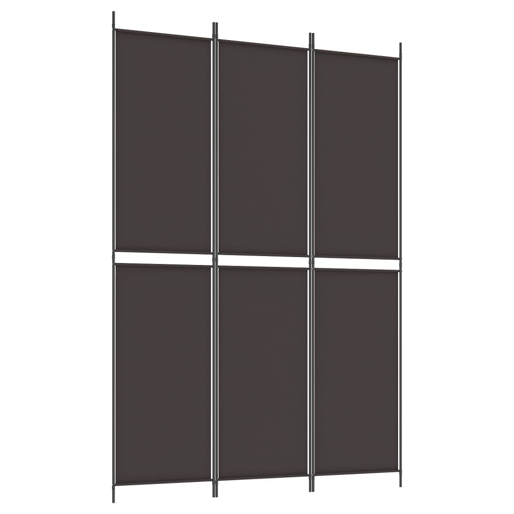 3-Panel Room Divider Brown 150x220 cm Fabric
