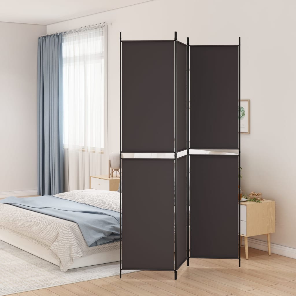 3-Panel Room Divider Brown 150x220 cm Fabric