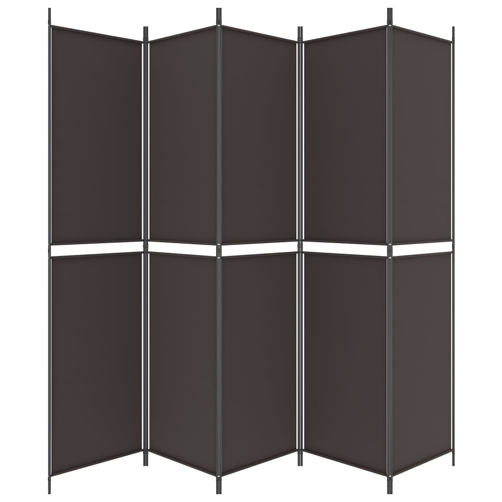 5-Panel Room Divider Brown 250x220 cm Fabric