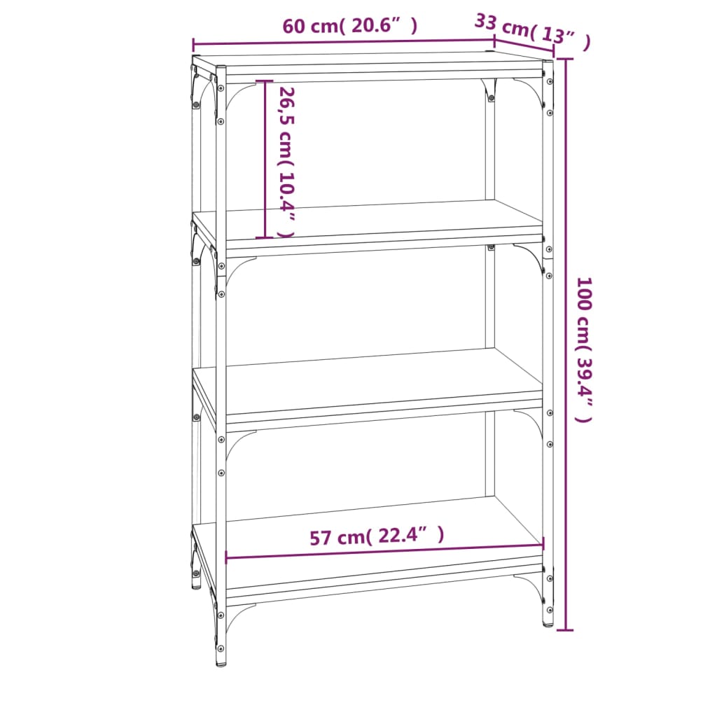 Book Cabinet Black 60x33x100 cm Engineered Wood and Steel