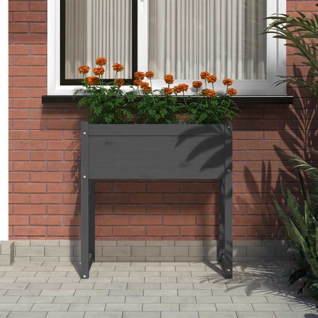 Planter Grey 78x40x81 cm Solid Wood Pine