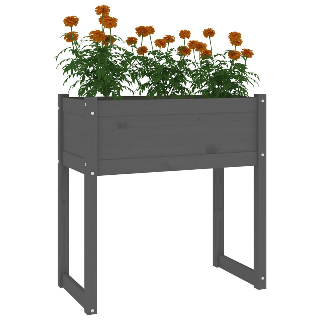 Planter Grey 78x40x81 cm Solid Wood Pine