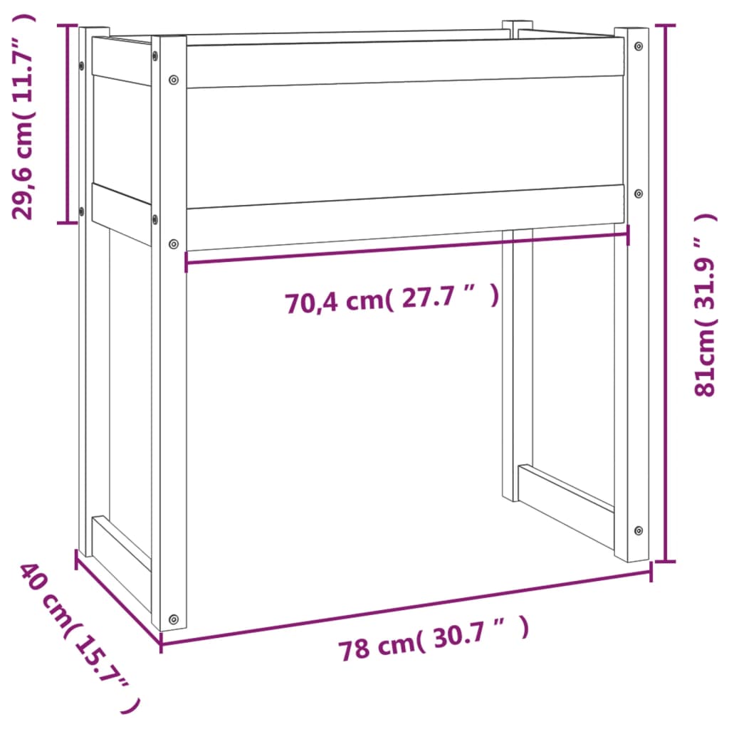 Planter Grey 78x40x81 cm Solid Wood Pine