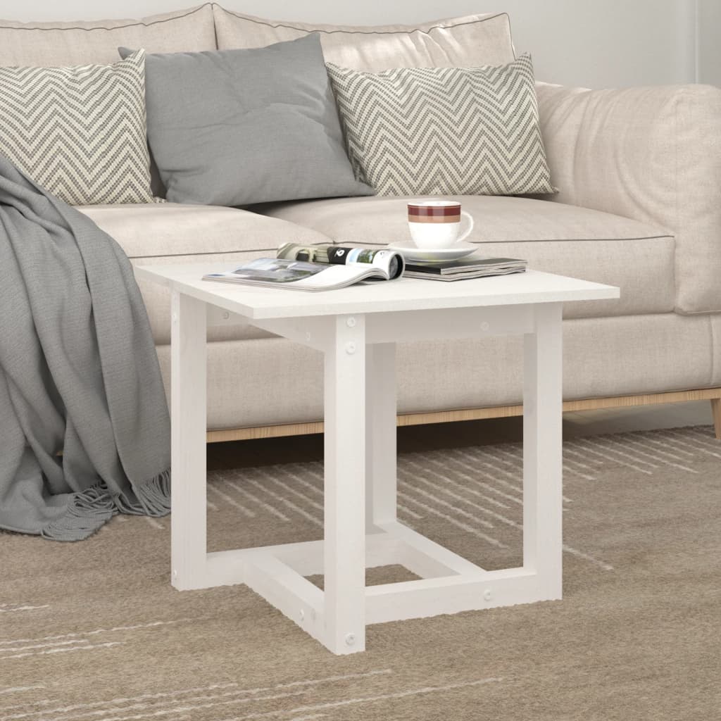 Coffee Table White 50x50x45 cm Solid Wood Pine