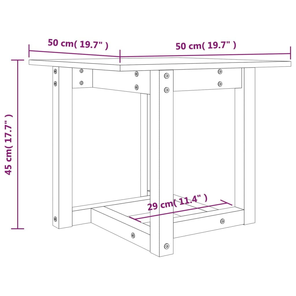 Coffee Table White 50x50x45 cm Solid Wood Pine