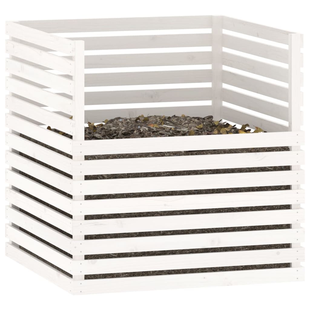 Composter White 100x100x102 cm Solid Wood Pine