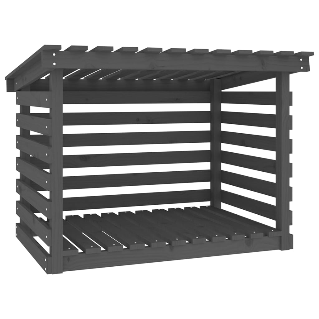 Firewood Rack Grey 108x73x79 cm Solid Wood Pine