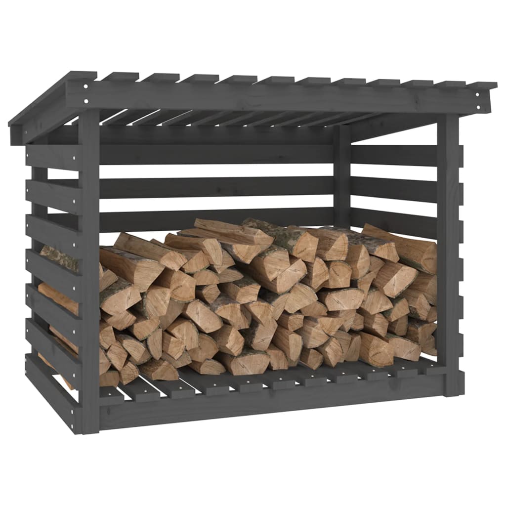 Firewood Rack Grey 108x73x79 cm Solid Wood Pine