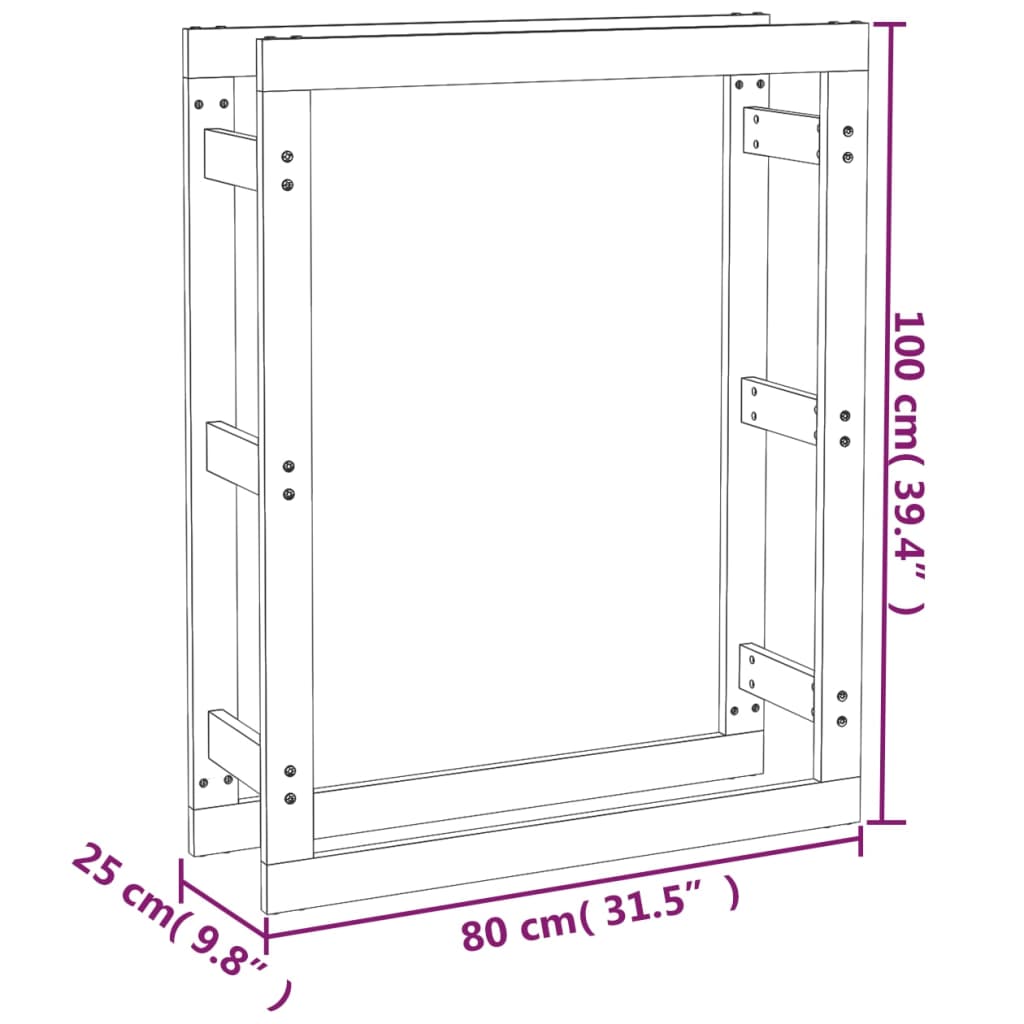 Firewood Rack White 80x25x100 cm Solid Wood Pine
