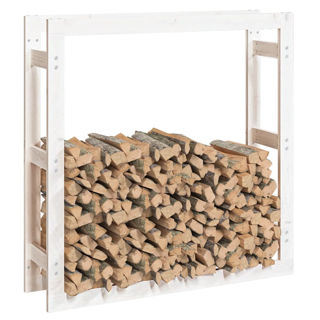 Firewood Rack White 100x25x100 cm Solid Wood Pine