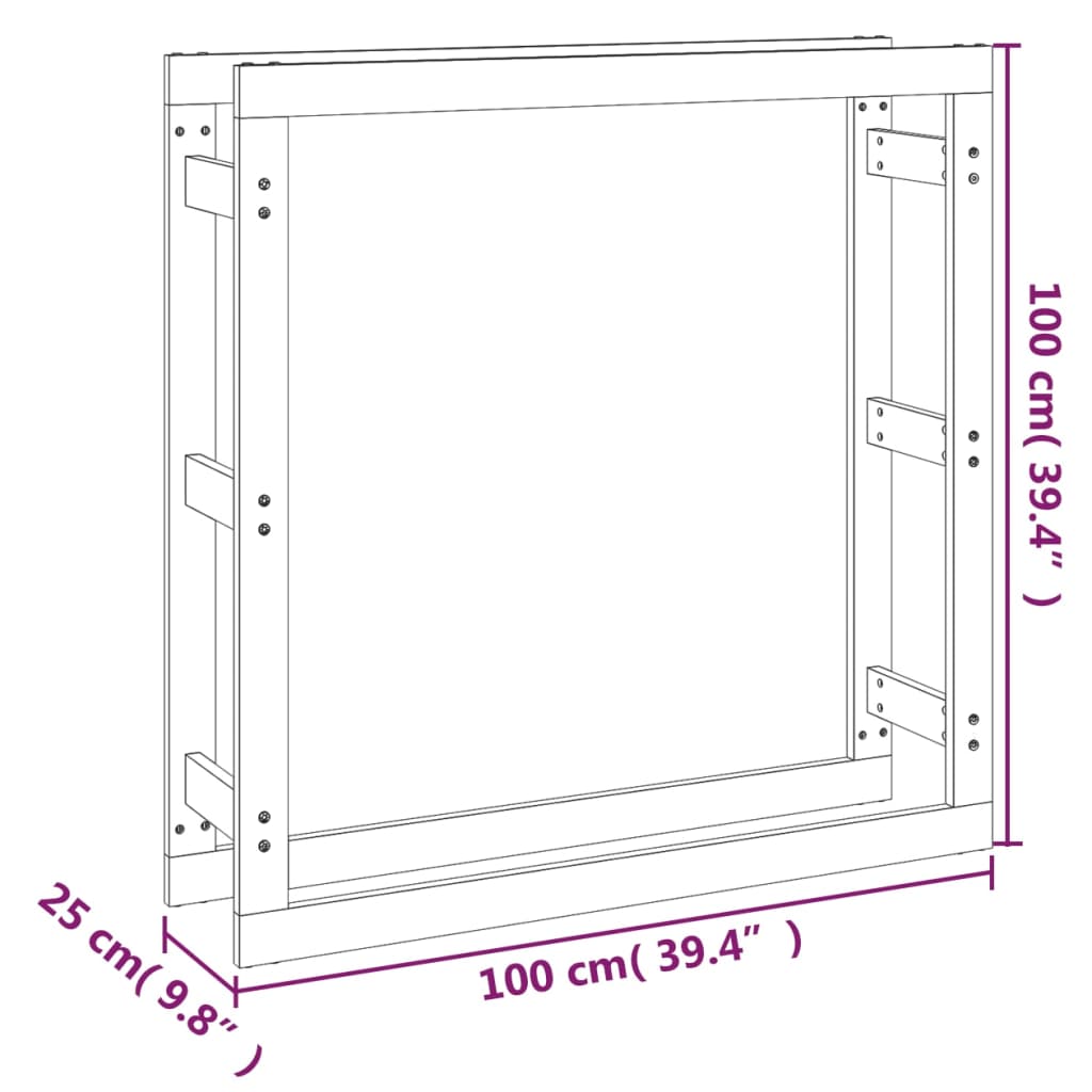 Firewood Rack White 100x25x100 cm Solid Wood Pine