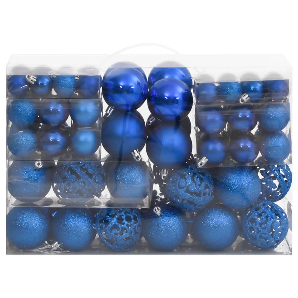 111 Piece Christmas Bauble Set Blue Polystyrene