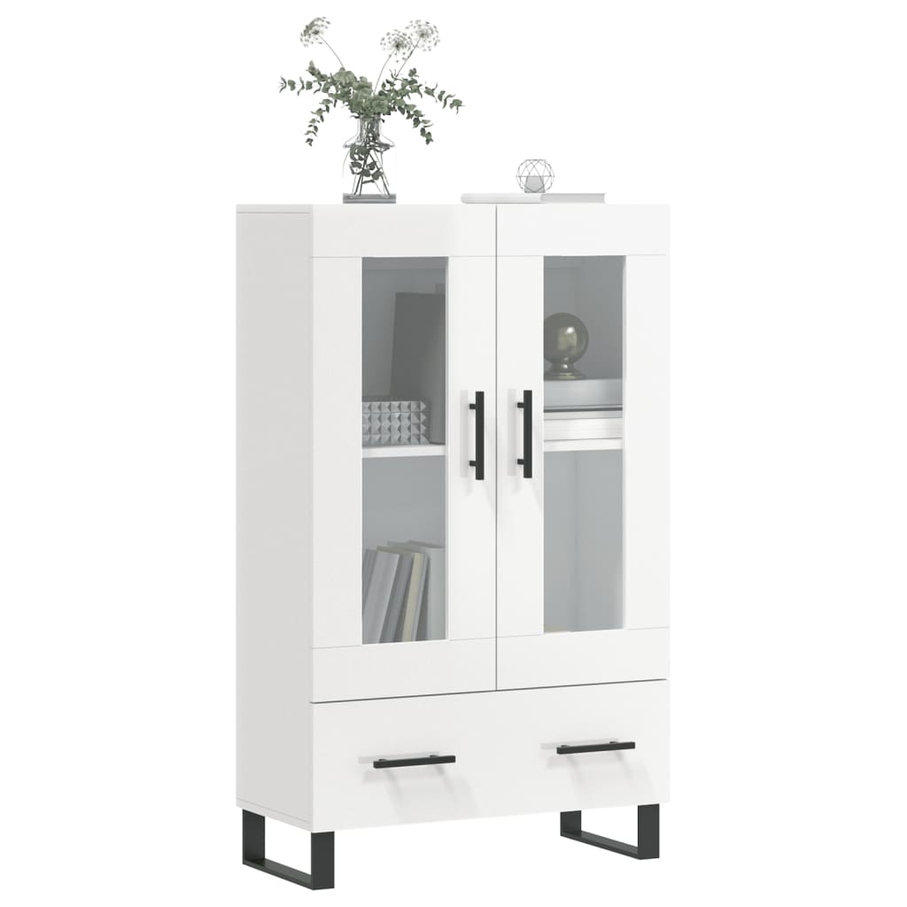 Highboard High Gloss White 69.5x31x115 cm Engineered Wood