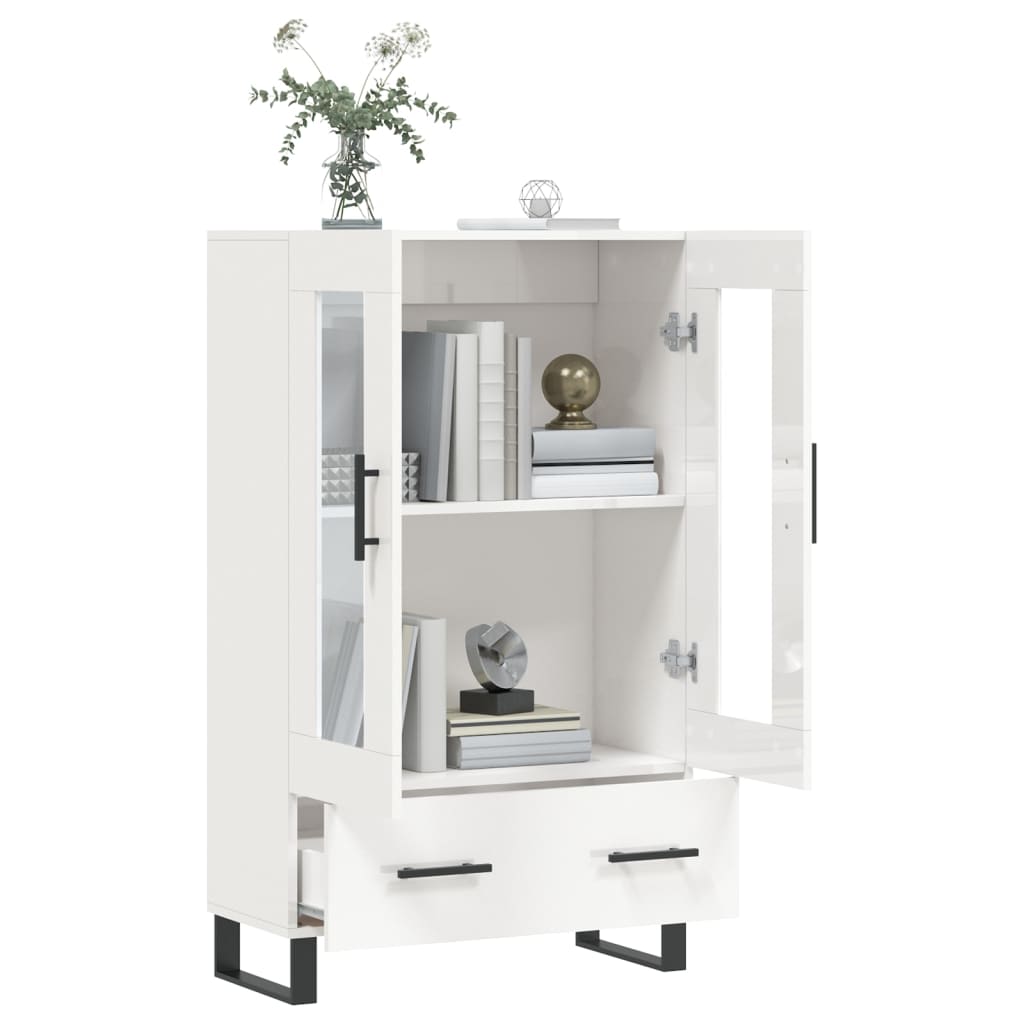 Highboard High Gloss White 69.5x31x115 cm Engineered Wood