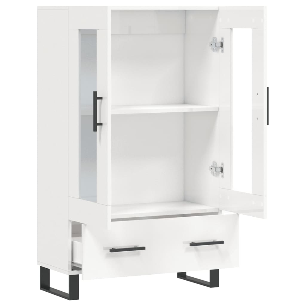 Highboard High Gloss White 69.5x31x115 cm Engineered Wood