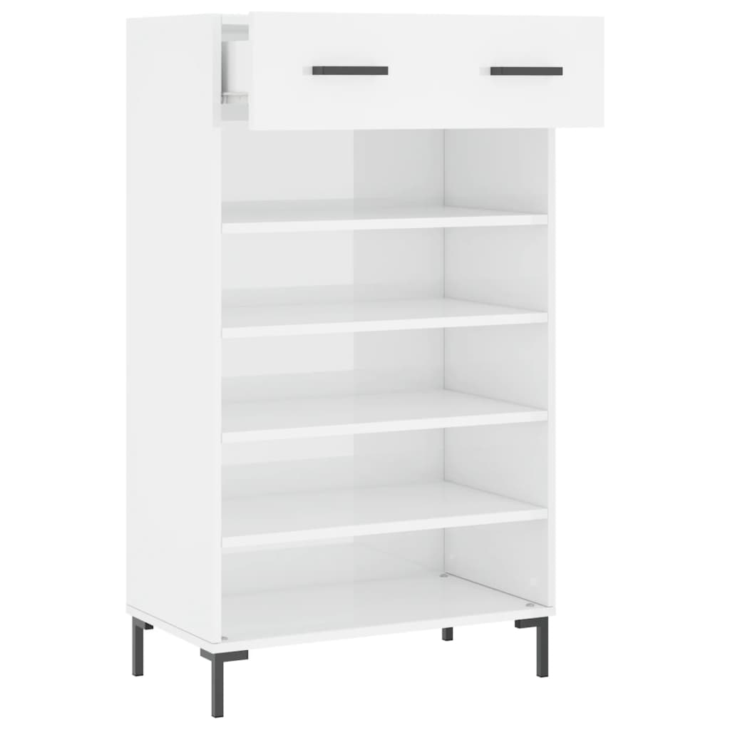 Shoe Cabinet High Gloss White 60x35x105 cm Engineered Wood