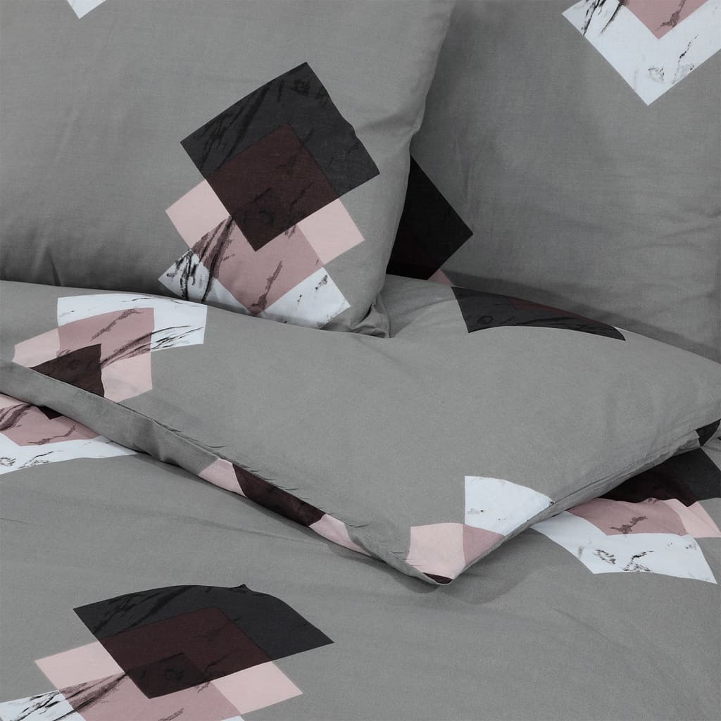 Duvet Cover Set Grey 260x240 cm Cotton