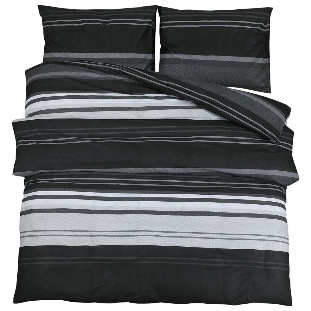 Duvet Cover Set Black and White 260x220 cm Cotton