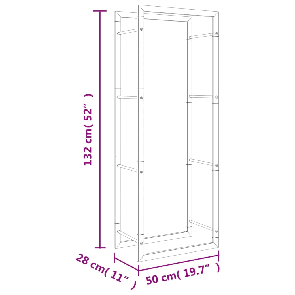 Firewood Rack 50x28x132 cm Stainless Steel