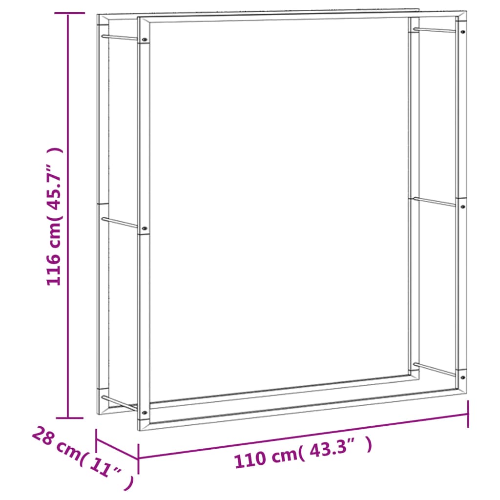 Firewood Rack 110x28x116 cm Stainless Steel