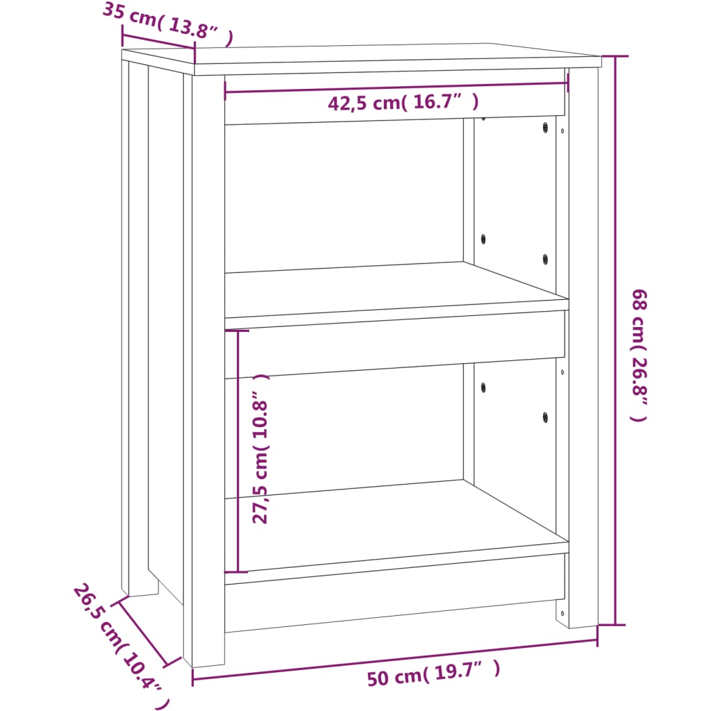 Book Cabinet Black 50x35x68 cm Solid Wood Pine