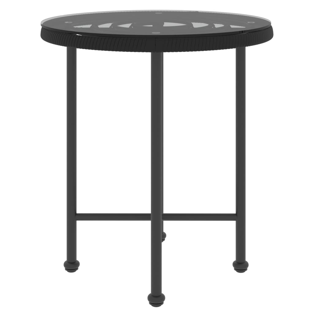 Dining Table Black Ø50 cm Tempered Glass and Steel