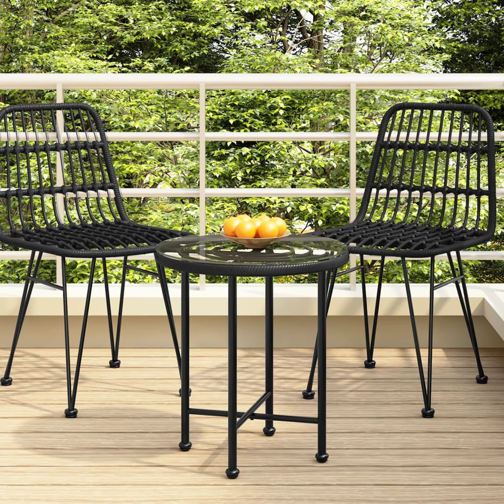 Dining Table Black Ø50 cm Tempered Glass and Steel