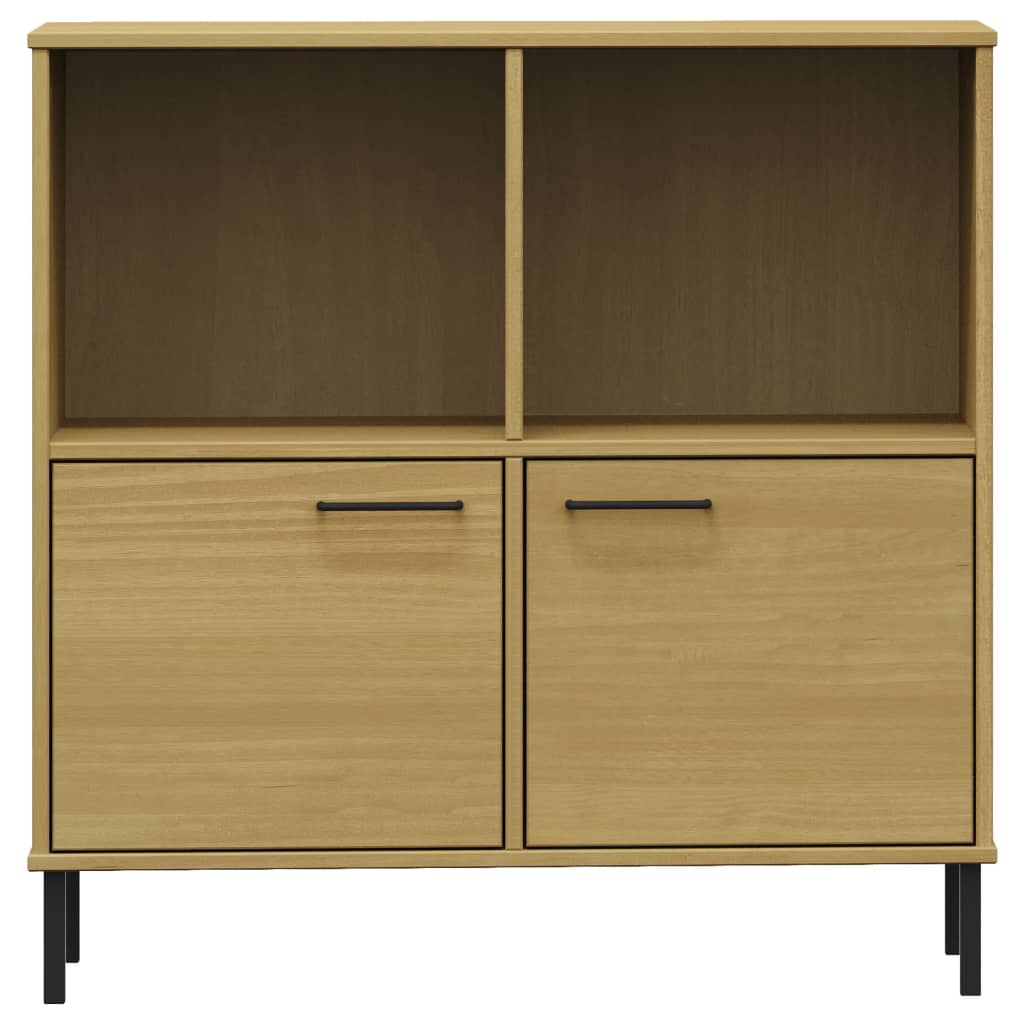 Bookcase with Metal Legs Brown 90x35x90.5 cm Solid Wood OSLO