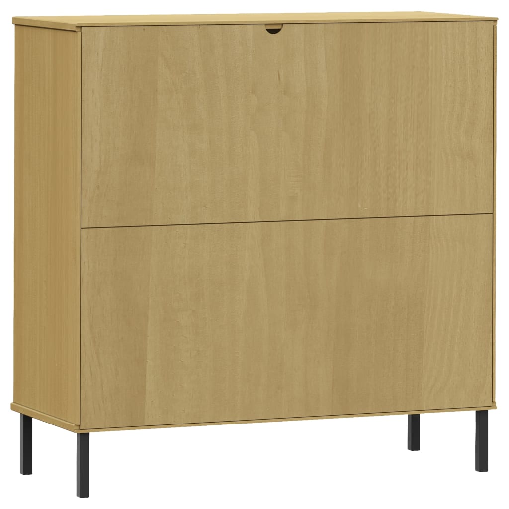 Bookcase with Metal Legs Brown 90x35x90.5 cm Solid Wood OSLO