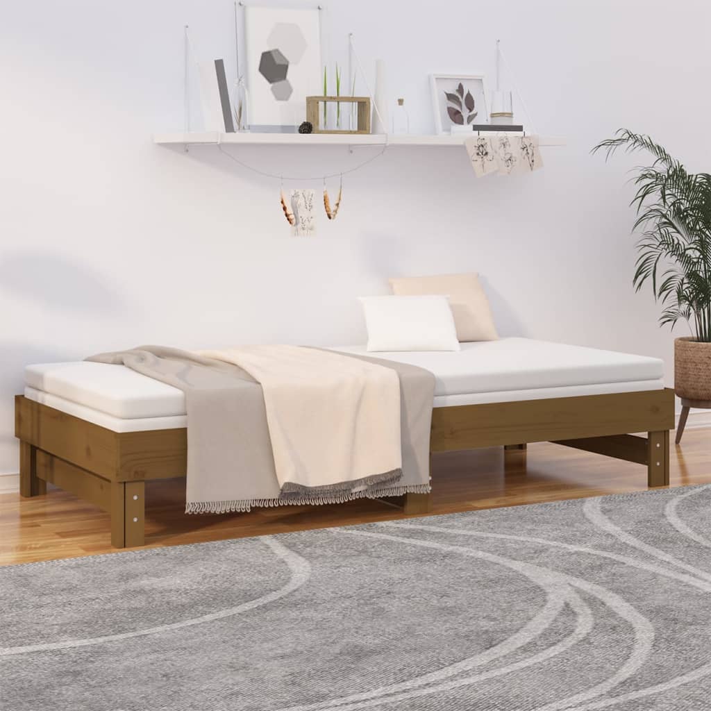Pull-out Day Bed without Mattress Honey Brown 2x(100x200) cm