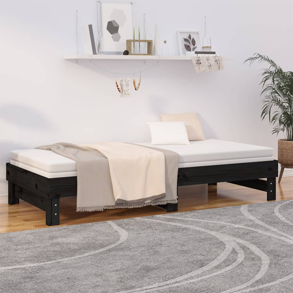 Pull-out Day Bed without Mattress Black 2x(80x200) cm