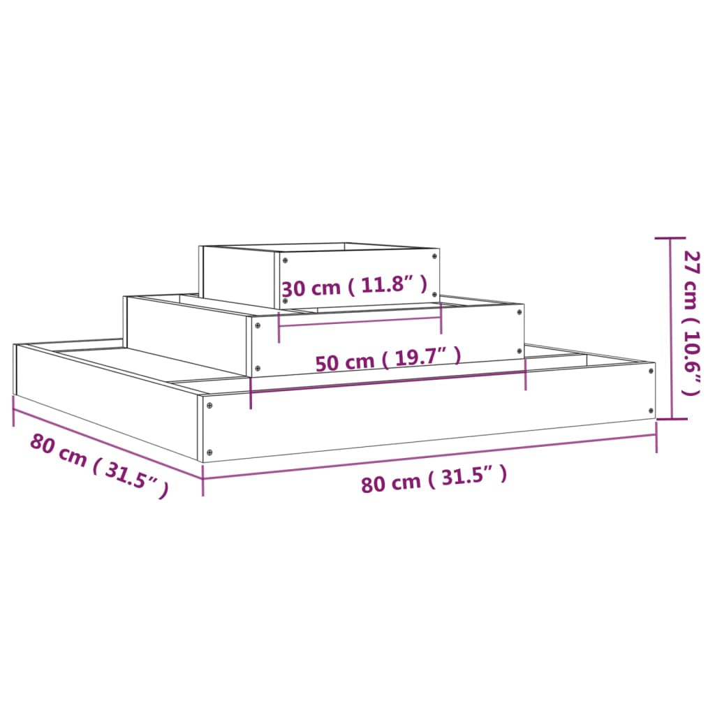 Planter Honey Brown 80x80x27 cm Solid Wood Pine