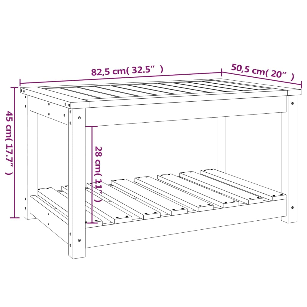 Garden Table 82.5x50.5x45 cm Solid Wood Douglas