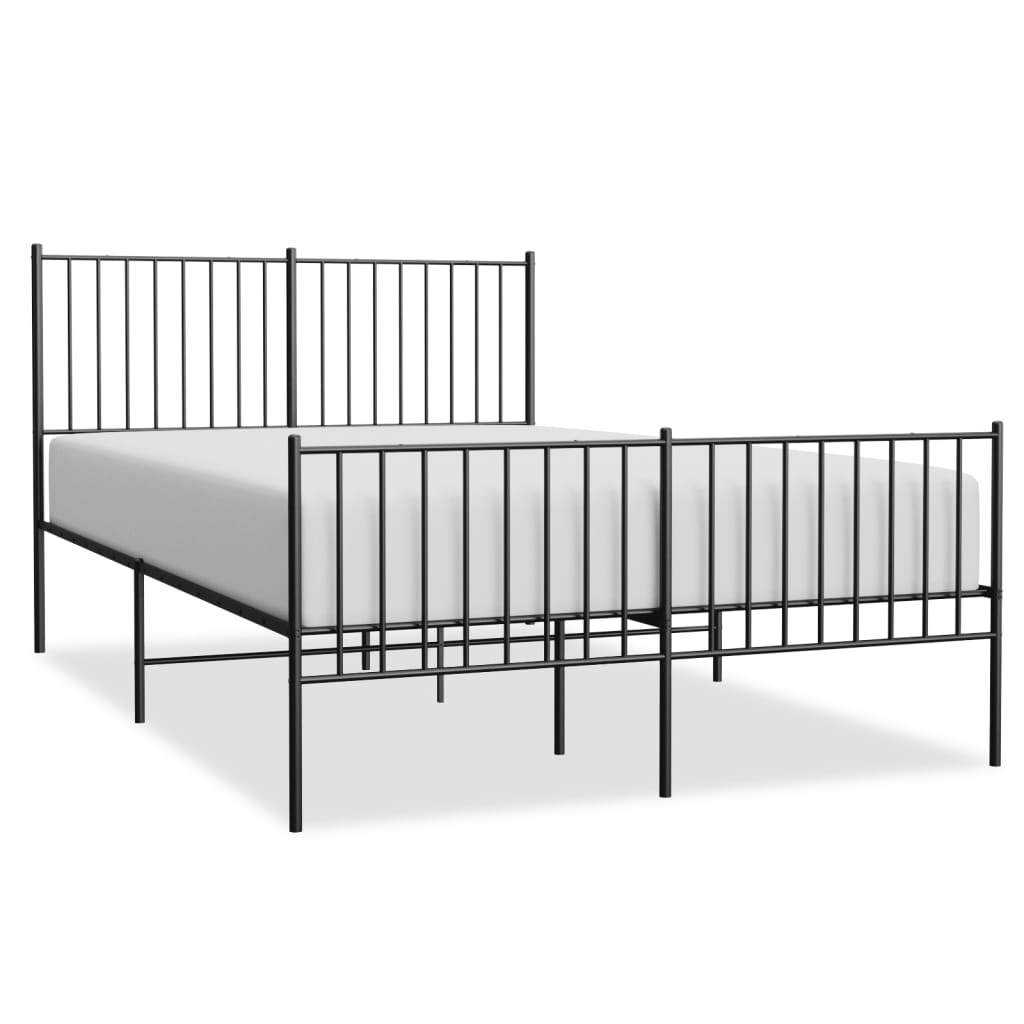 Metal Bed Frame without Mattress with Footboard Black 140x200cm