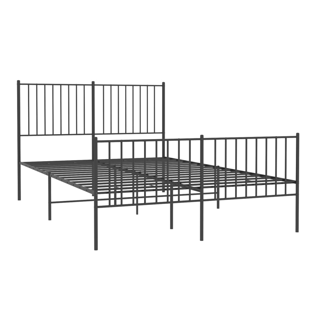 Metal Bed Frame without Mattress with Footboard Black 140x200cm