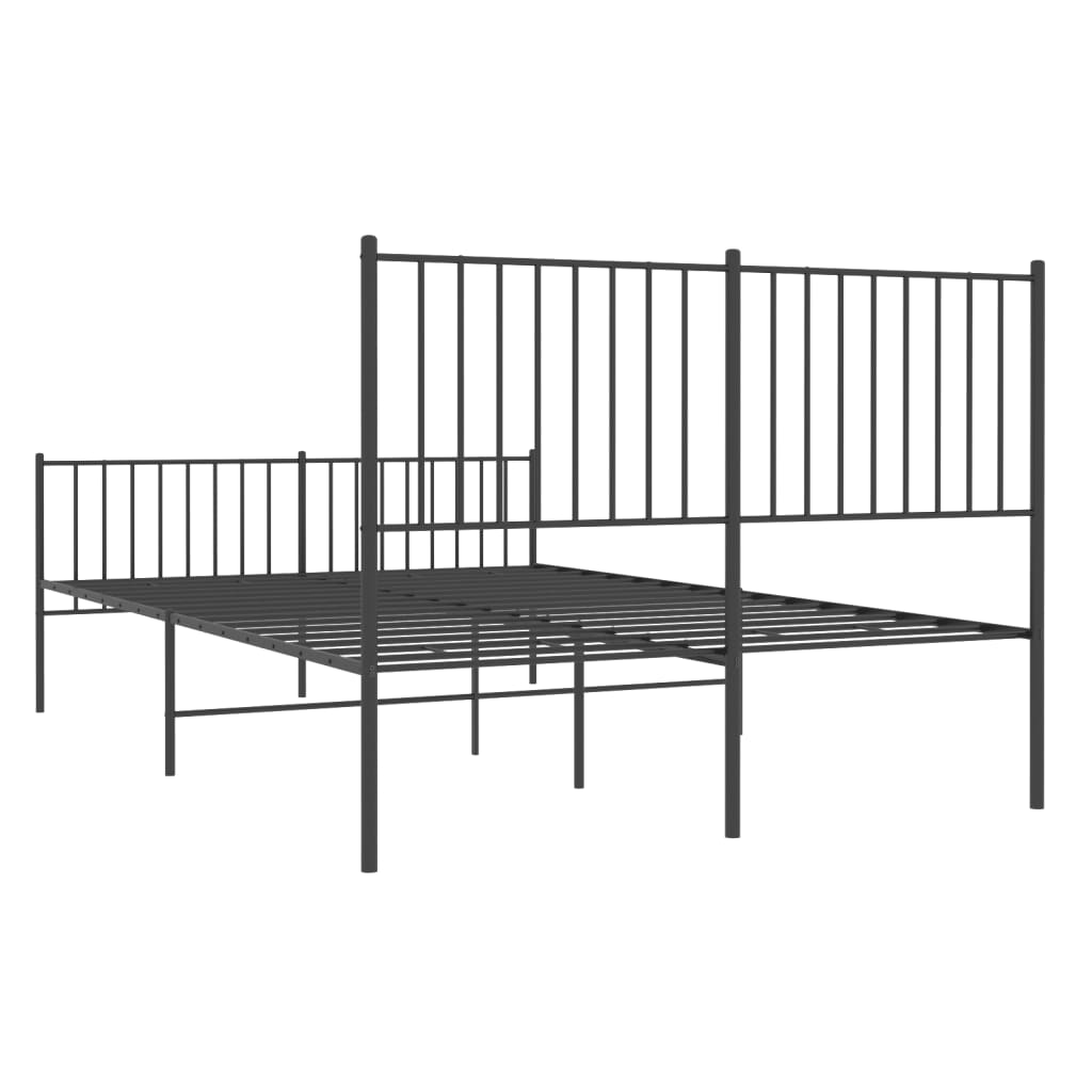 Metal Bed Frame without Mattress with Footboard Black 140x200cm