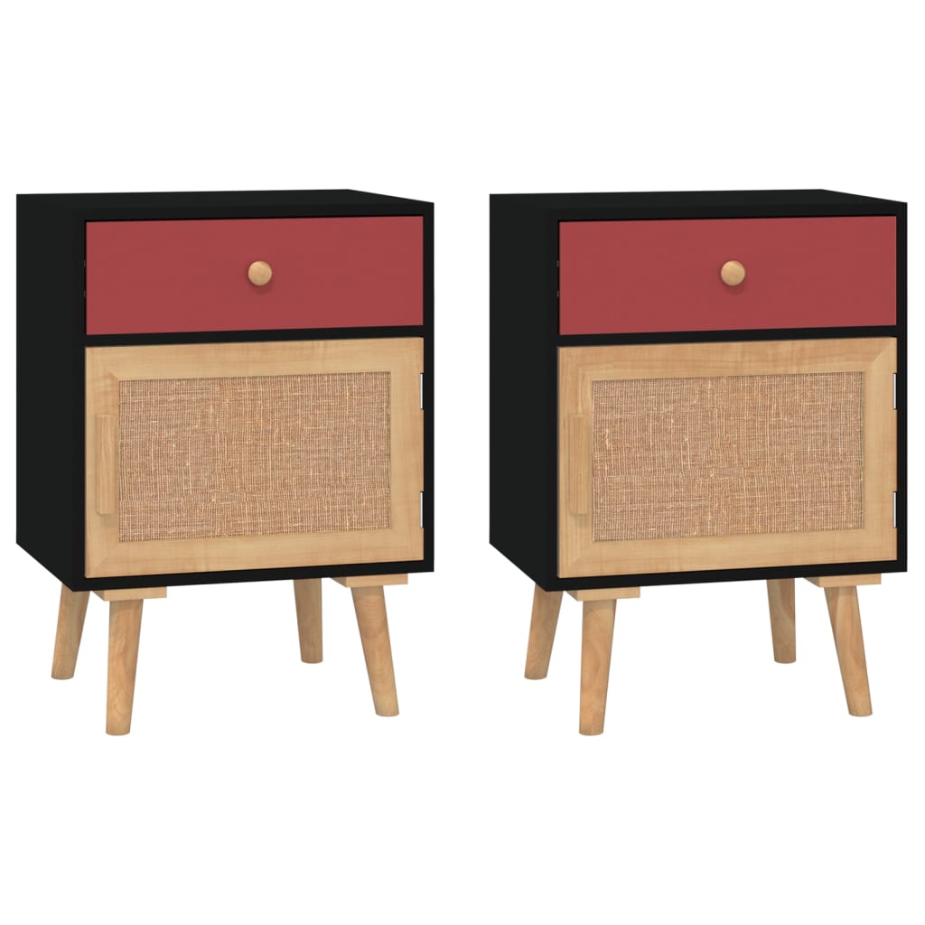 Bedside Cabinets 2 pcs Black 40x30x55 cm Engineered Wood