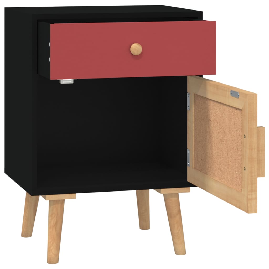 Bedside Cabinets 2 pcs Black 40x30x55 cm Engineered Wood