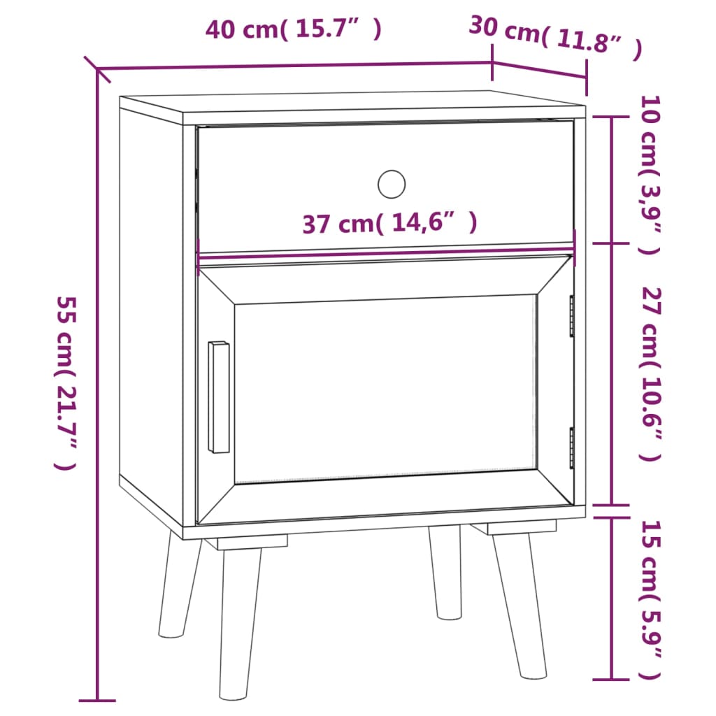 Bedside Cabinets 2 pcs Black 40x30x55 cm Engineered Wood