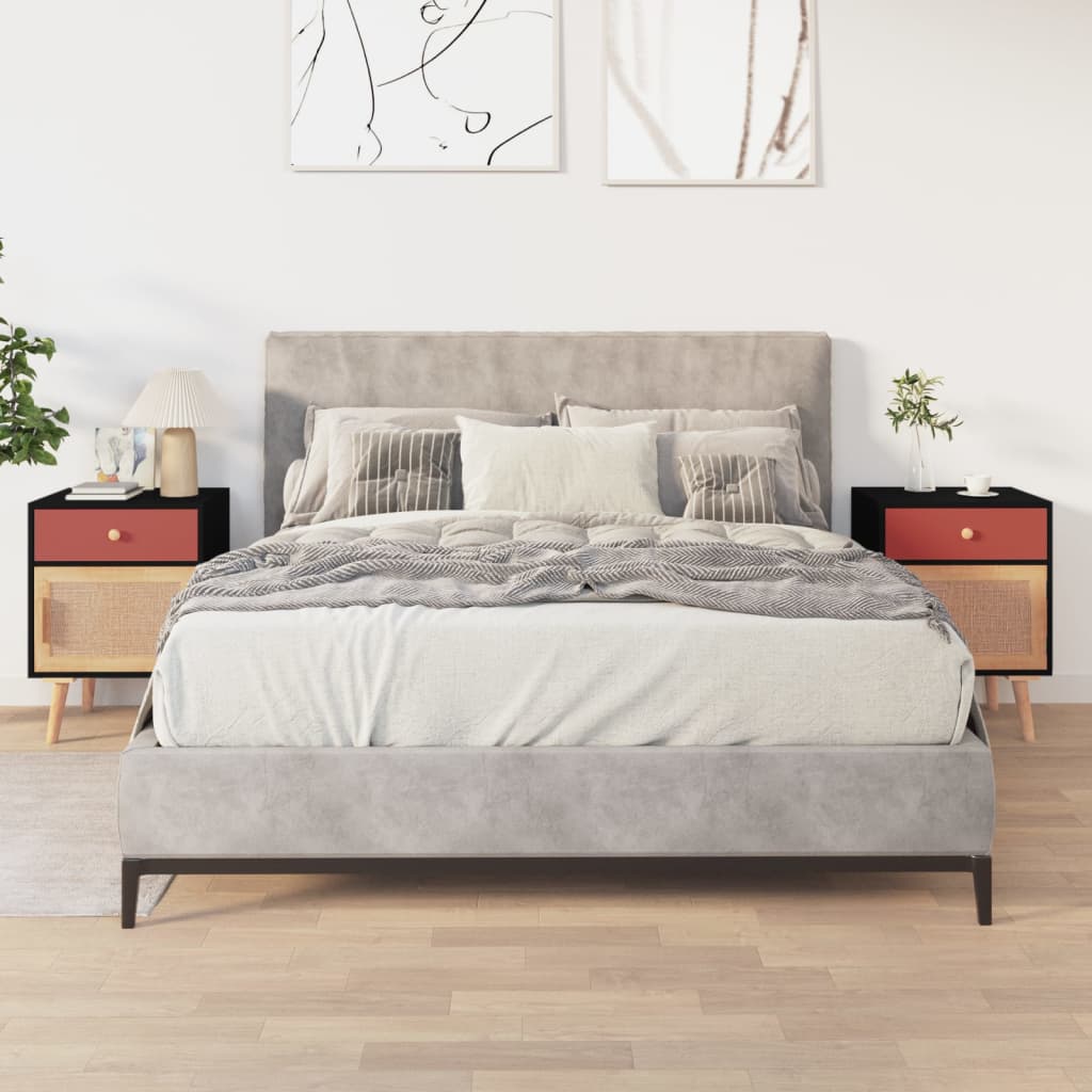 Bedside Cabinets 2 pcs Black 40x30x55 cm Engineered Wood